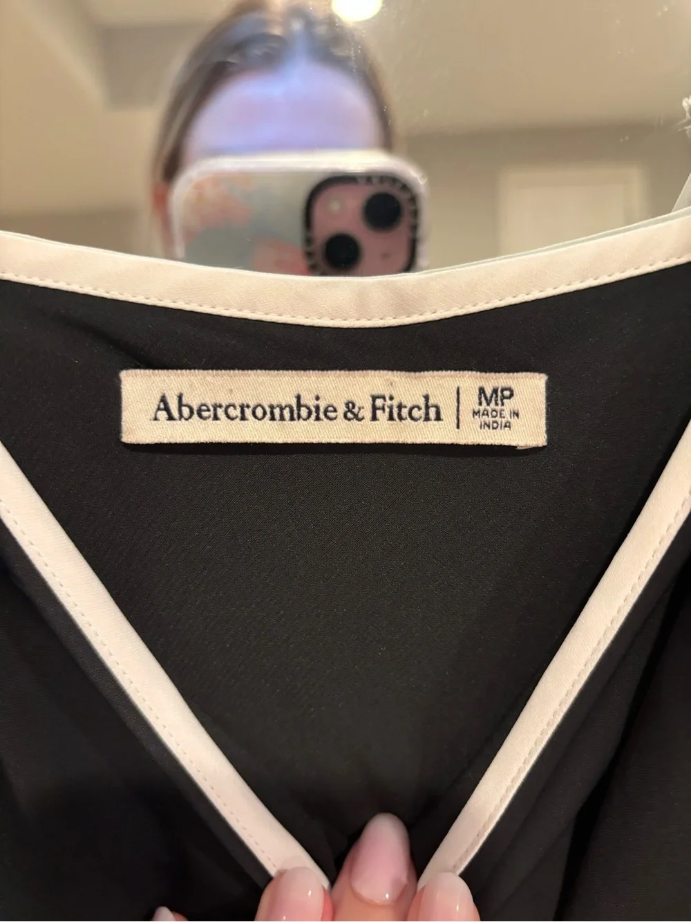 Abercrombie & Fitch Black Maxi Slip Dress with White Trim